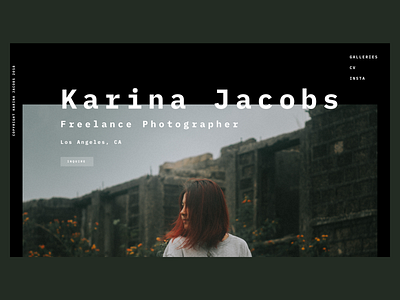 Karina Jacobs Photography Website adobe adobe xd black clean cv dark interface minimal photography resume typography ui ux web web design website xd