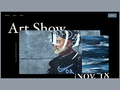 Art Show Landing Page adobe xd art art show art website black clean creative dark illustration interface landing page minimal photography typography ui ux web web design website xd