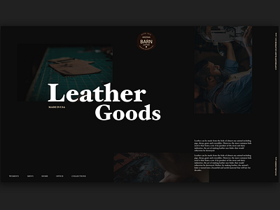 Barn Leather Goods Website adobe xd interface leather leather goods minimal photography typography ui ux web design website