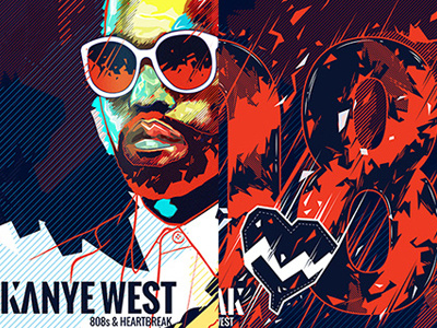 Kanye West - 808s & Heartbreak 808s heartbreak album illustration kanye west lettering portrait