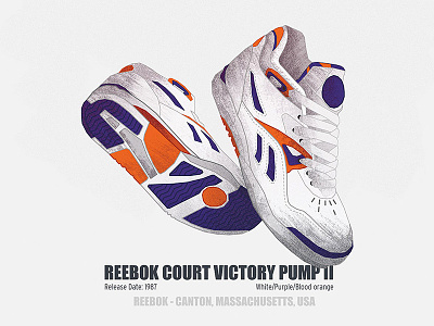 #010/053 Reebok Court Victory Pump II grunge illustration noise reebok sneakers style vector