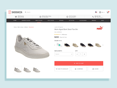 Ecommerce UI: Product detail page design ecommerce interface magento onlinestore product shoes shopping simple ui user experience user interface ux