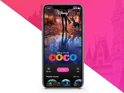 IOS App User Interface: Disney Streaming Concept app app concept clean colorful design design app flat design interface ios iphonex mobile simple ui ui ux user interface ux design