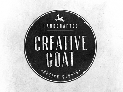 Creative Goat Website Logo badge black circle creative design goat grunge handcrafted logo retro studio vintage white