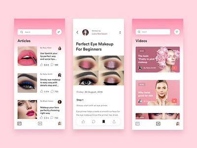 Beauty Tutorial Application Design beauty article landing page beauty article landing page beauty tutorial app beauty tutorial app beauty tuts beauty tuts mobile app product design