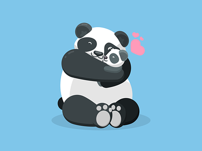 Papa Panda baby panda dad father graphic design hearts hug love panda pandas papa vector illustration