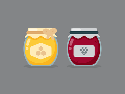 Honey & Jam berries flat design graphic design honey jam jars jelly spread vector vector illustration