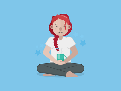 Meditate flat design girl graphic design meditate meditation mindfulness mug relaxation self care vector illustration woman
