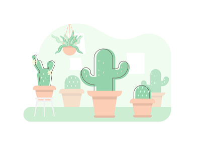 Cacti cacti cactus flatdesign green illustration minimal plants vector