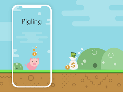 Pigling app branding design flat ui ux web