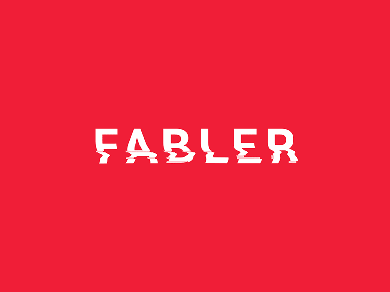 Fabler Logo: Glitch Concept bold brand branding design glitch graphic identity logo motion pink red typography
