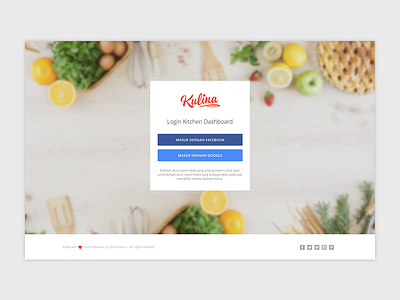 Login for Kulina Kitchen Dashboard admin app card dashboard food kitchen login meal ui web website
