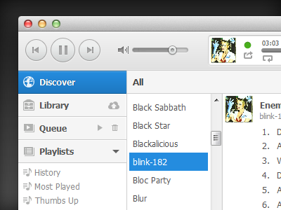 Discover music player streaming