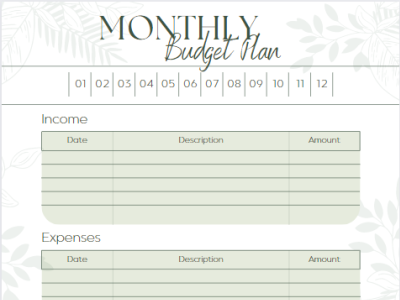 Monthly Budget Plan budget design graphic design organization planner printable