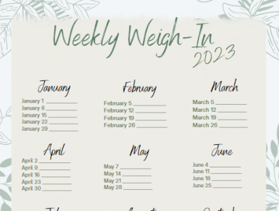 2023 Weigh in Chart branding graphic design organization planner printable tracker