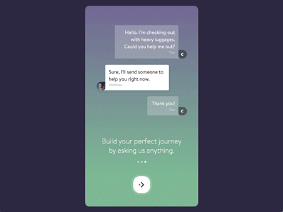 Onboarding to Message animation motion transition mobile app principle message onboarding animation