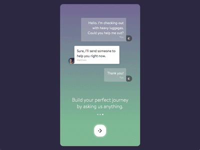Onboarding to Message animation animation app message mobile motion onboarding principle transition