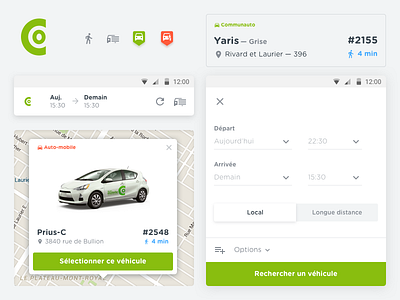 Communauto - Components design app car communauto components design flow interface material redesign sharing styleguide ui