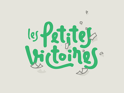 Les Petites Victoires - Logo branding calligraphy drawing green handwritten letter lettering logo podcast radio show