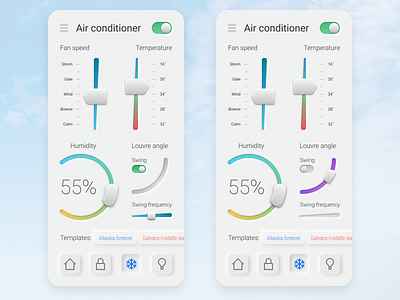 Air conditioning control screen on smartphone