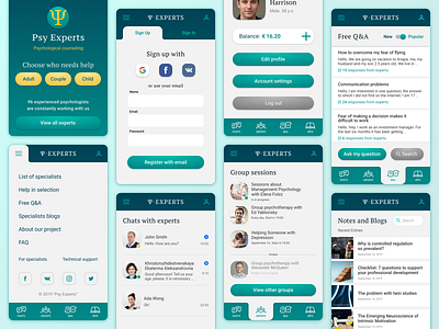 Psy-Experts. Psychological counseling service. application branding concept counseling mobile psychology ui ux