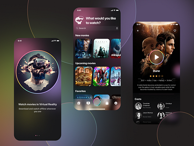 Concept app Movies in VR app ui