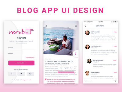 Blog Mobile App UI Design