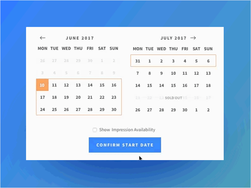 Reveal more info in Calendar ad buy calendar checkout date ecommerce page picker product