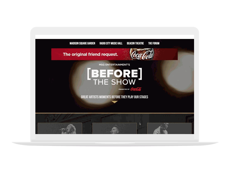 Madison Square Garden / msgbeforetheshow.com landing page msg music