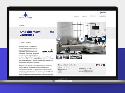 Website Meubles du Québec blue design website