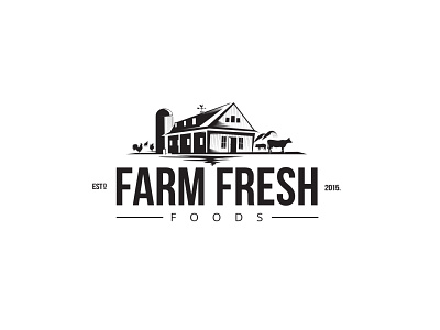 Farm fresh food chicken cow farm farm logo farmers farming food fresh foods logo design pig