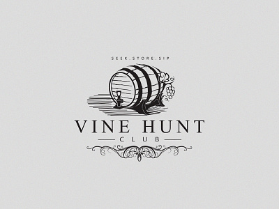 Vine Hunt Club barrel grape logodesign vine vines vintage logo