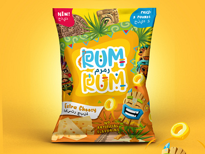 RUM RUM Snack Mayan theme package design cheese chips chips bag design colorful package mayan mockup package package design pouch snack bag snack pack snack pouch snacks