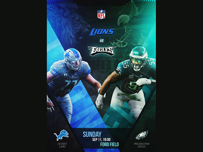 Lions vs Eagles Poster Design concept eagles graphic design lions nfl photo editing photo manipulation poster design