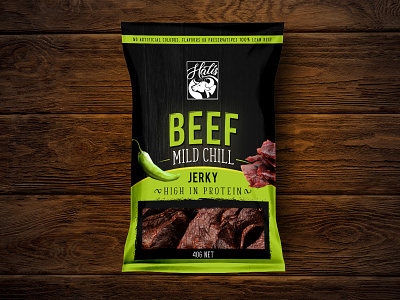 Beef Jerky Mild Chill package design beef beef jerky cow dark design food graphic design illustration logo mockup package pouch