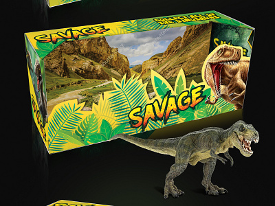 Pckage Design for SAVAGE dinosaurs box design dinosaur mockup package toy