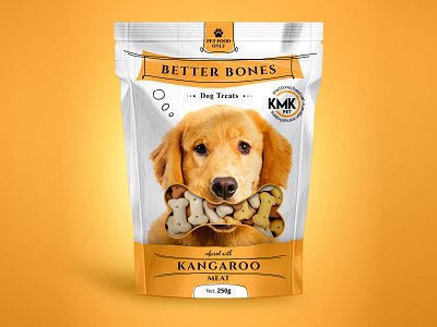 Small paunch for dog bones treats bones dog bones dog food dog treats package design pet pet food pet treats pouch design yellow