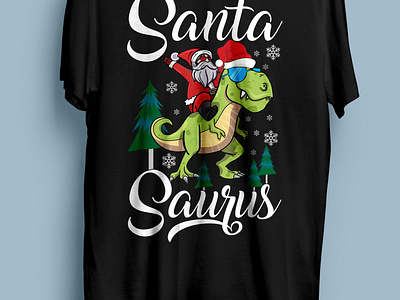 Santa Saurus unique typography t shirt design or logo vector for