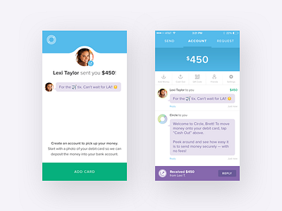 Circle — Receiving Payments clean design flat mobile payments simple ui ux