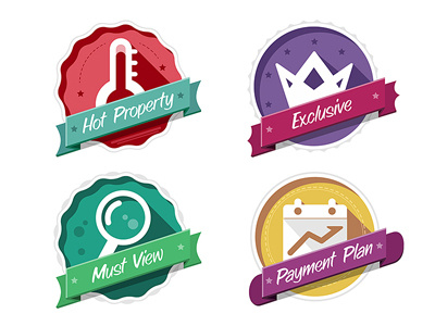 Flat Badges badges calendar crown flat icons property