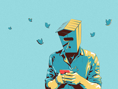 Birdman bird fly head man phone social twitter