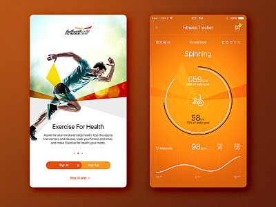Fitness App app chart fitness mobile orange spinning tracker workout