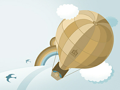 Illustration for online project baloon birds clouds illustration