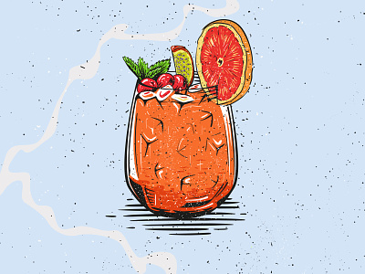 Barbados Sunrise Spritz cocktail cocktails drinks graphicdesign illustration summer2020 vintage