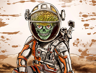 the Martian attack cartoons comics concept art digital art drawing fantasy illustration