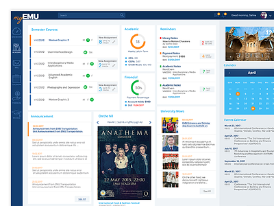 Emu Students Portal ui ux website