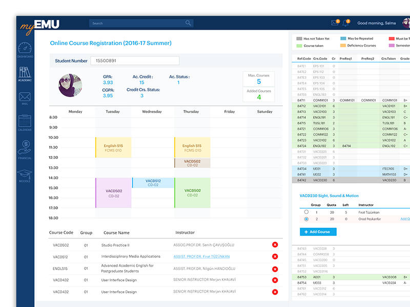Emu Students Portal Crs Registration by Salma Skaik on Dribbble