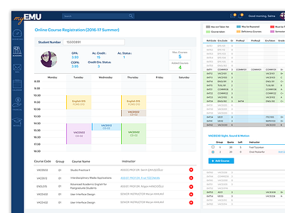 Emu Students Portal Crs Registration ui ux website