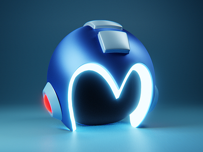 M - 36 Days of Type 36 days of type 3d blender cycles fan art fanart game glow man mega mega man megaman reflective retro shine type