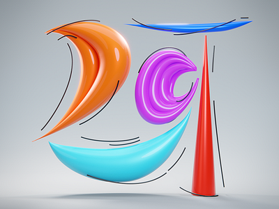 ख - 47 Days of Devanagari Type 3d abstract blender cycles design geometry reflective shapes shine type type art